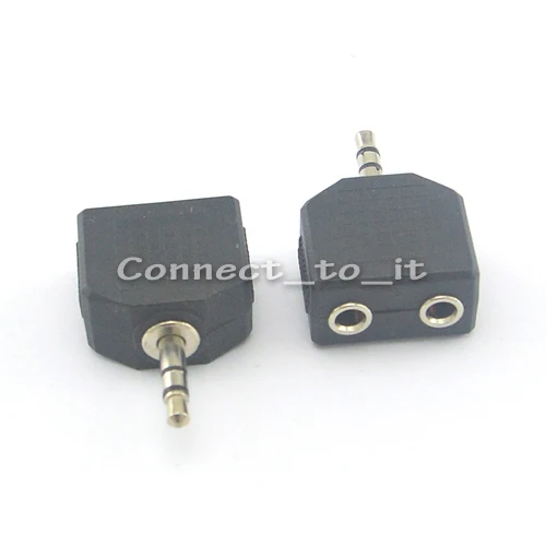 100 Pieces 3 5mm Male To Two Female nickel plating Stereo 3 5mm Black Audio Headphone Splitter Earphone Adapter