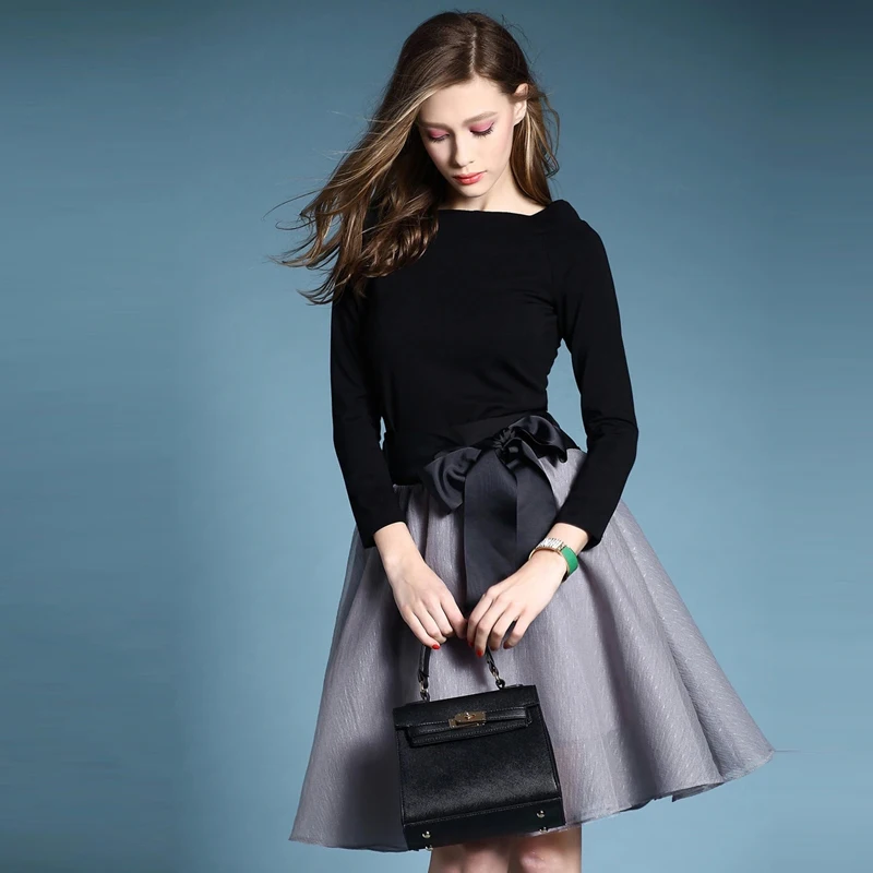 EUROPEAN STYLE New Arrival Fashion 2015 Ladies Long Sleeve Party Dress