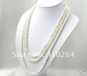 wholesale_jewelry_wig$8-9 мм Двухрядное с настоящим белым жемчугом ожерелье#00199