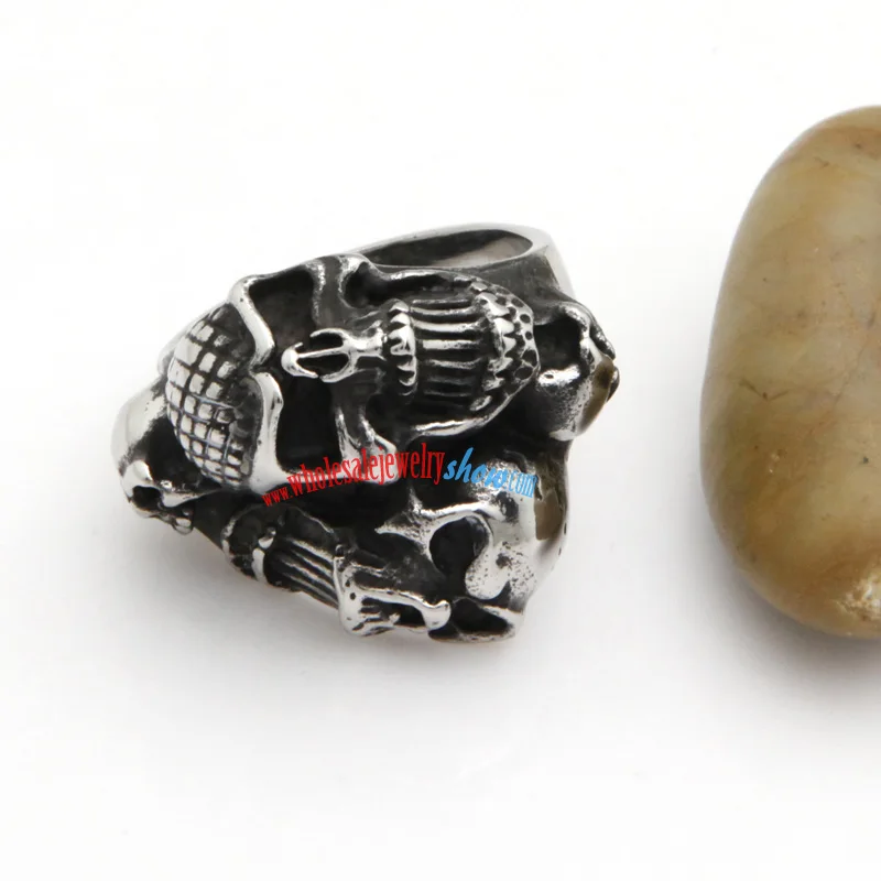 Multi-head Skull Ring Steel Jewelry for Men