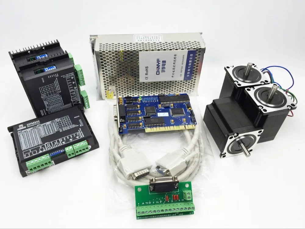 

CNC 3 Axis Kit,2DM542 3 Axis 4.2A Driver Stepper Motor Controller+ Engraving Machine Control Card 5.4.49+3piece 57 stepper motor