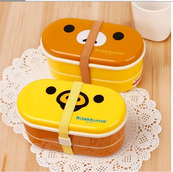 1 шт медведь сохранение тепла двухслойная коробка Rilakkuma Bento Ланч-бокс 16,5*8 см