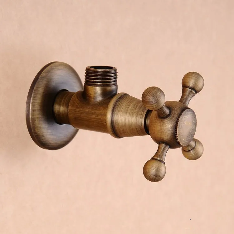 Запчасти для смесителей Водопроводные краны 1/2 "x 1/2" античная латунь Ванная комната угол остановить Клапан холодной и горячей заполнения