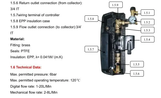 SR881 Солнечная насосная станция для раздельной системы солнечного отопления под давлением 110V или 220v Одиночный трубопровод EPP Материал