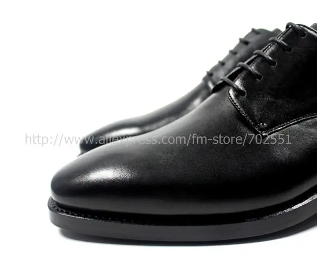 Free shipping Goodyear welt handmade pure genuine calf leather men's dress/classic derby color black shoe No.D44
