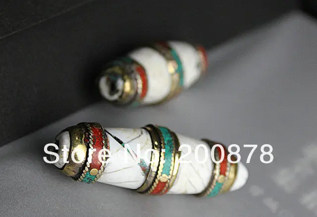 Самодельные бусины NBB375 Nepali, латунные закрытые раковины, Длинные свободные бусины, ручная работа, винтажная подвеска в виде ракушки, лучшее предложение