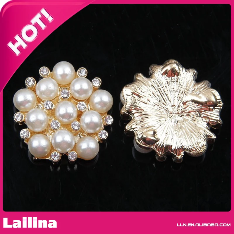 Мода hot продажи дизайн перлы rhinestone flatback кнопка для свадебные украшения