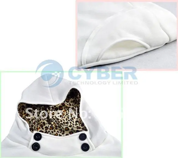 Womens Autumn Sweatshirts Hoodies Leopard Top Outerwear Parka Coats White/ Black Four Size free shipping