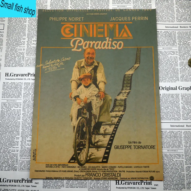 

Nuovo cinema Paradiso Retro retro classic movie poster Home Furnishing decoration Kraft Movie Poster Drawing core Wall stickers