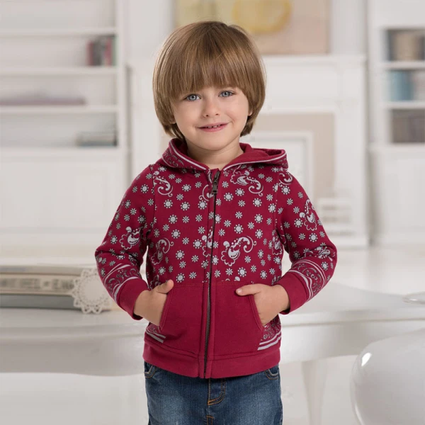 DB369 dave bella spring autumn baby boys red coat with hood infant
