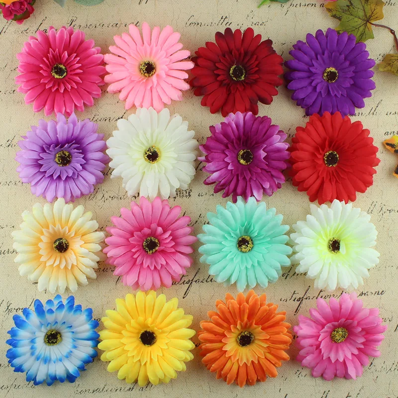 100 unids/lote de cabezas de margaritas de Gerbera de otoño, flor de seda  Artificial, decoración de fiesta de boda, 10 colores|gerbera daisy|gerber  daisysilk flowers wedding - AliExpress