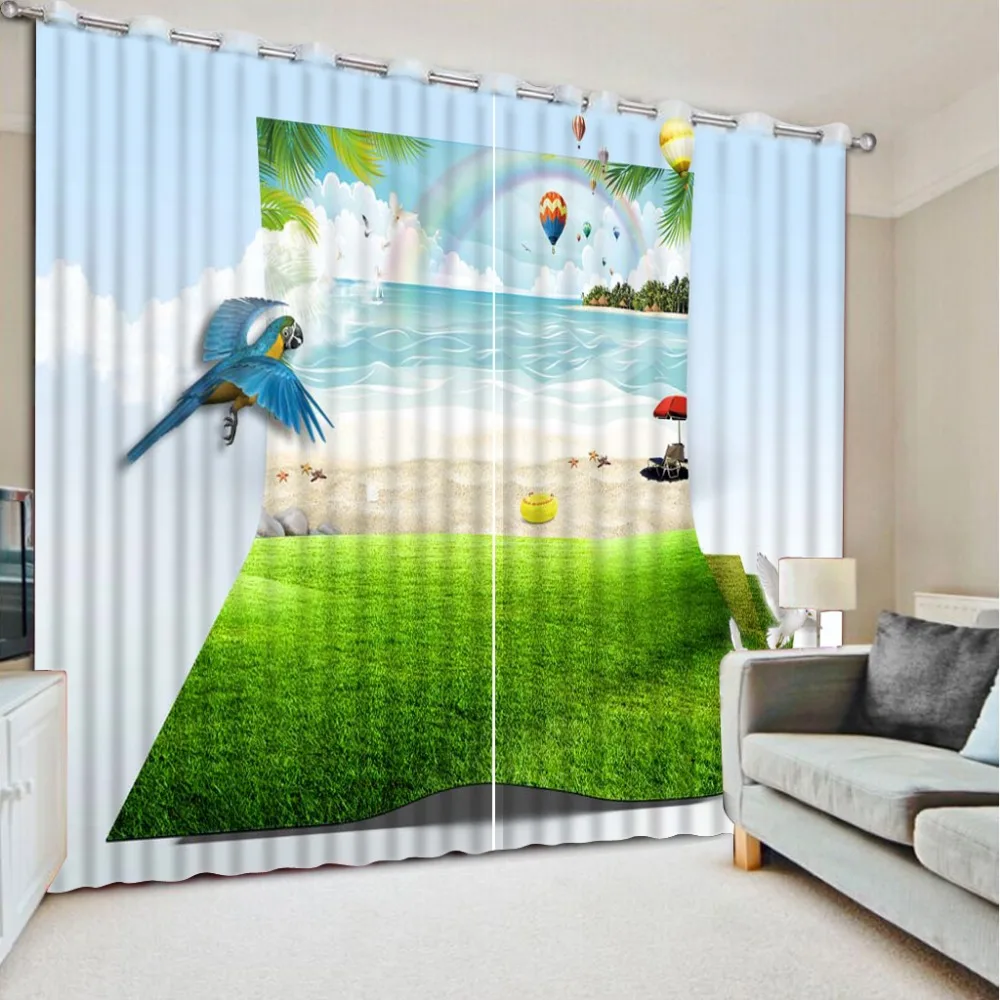 

Custom any size New Romantic 3D rainbow nature scenery modern curtains for bedroom 3d curtains printed