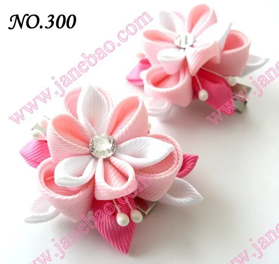 Новые 280 шт. " два слоя Kanzashi цветок заколки моды девушка Bow заколки