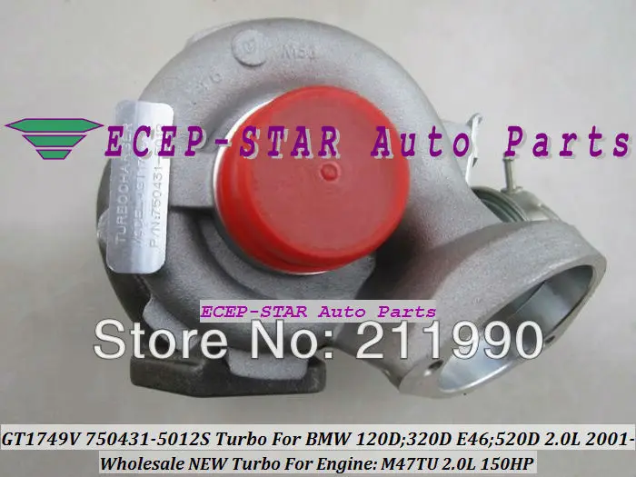 GT1749V 750431-5012S 750431-5009S 750431 Turbo Turbine Turbocharger For BMW 120D 320D E46 520D 2.0L 2001- M47TU 150HP