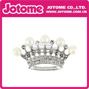 

100pcs/lot 2016 Pearl Princess Queen Crown Crystal Rhinestone Brooch and Pins Fashion Women Jewelry