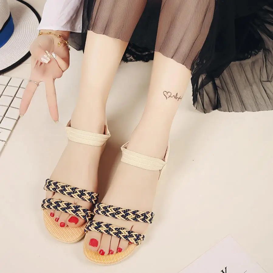 

Women Sandals Female New Fashion Style Flat Shoes Soild Bohemia Leisure Lady 2017 Hot Sale Casual Sandals Peep-Toe Outdoor Shoes