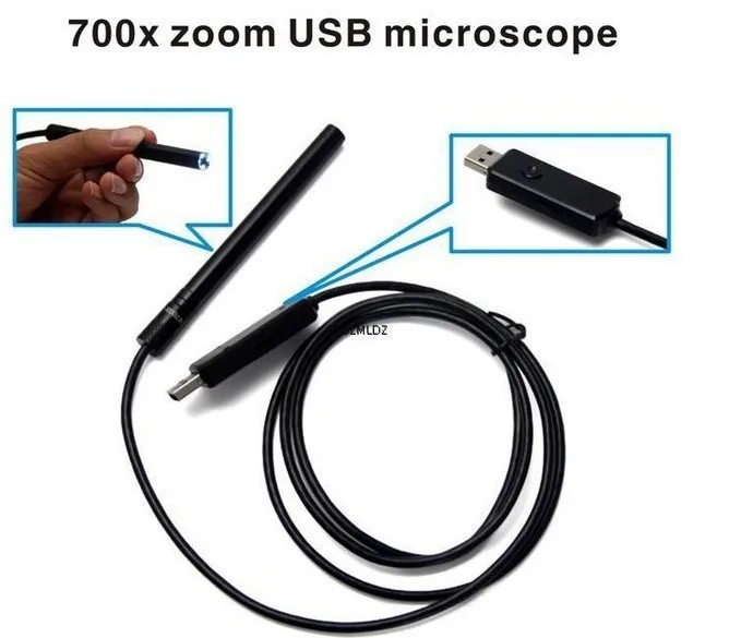 Водонепроницаемый USB микроскоп 700x зум usb эндоскоп 4 Отрегулируйте светодиодный светильник 10 мм объектив Бороскоп USB трубка Змеиный прицел Инспекционная камера