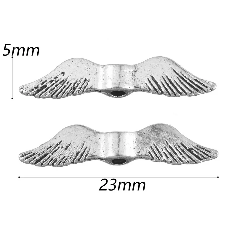 100pcs 23x5mm LASPERAL серебряный цвет крылья Ангела бусины для изготовления украшений вручную браслеты для женщин мужчин ювелирные изделия подарки ко дню Святого Валентина - Цвет: 100pcs 23x5mm