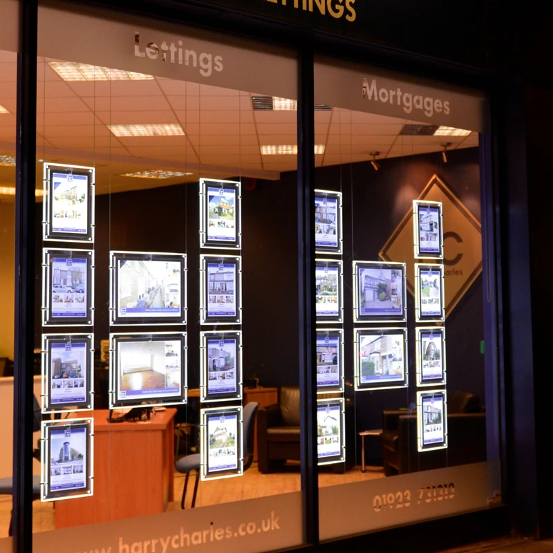 A4 LED Window Light Pocket Light Panel Estate Agent Display Double Side