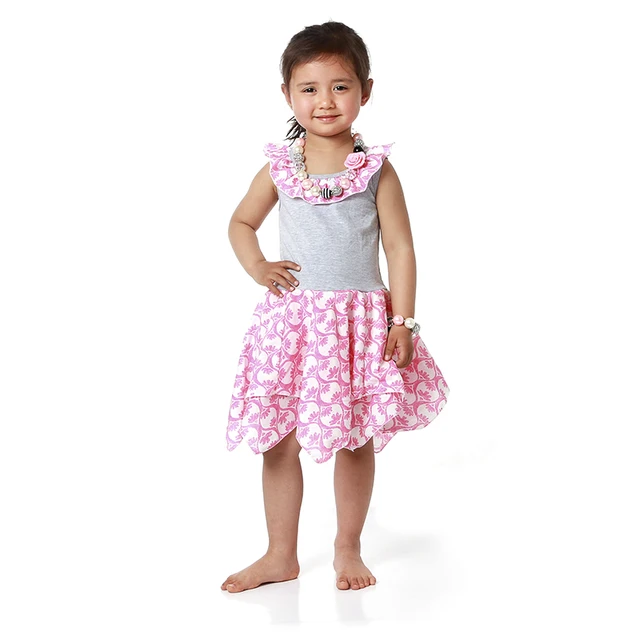 2016 children fancy dress baby frock designs pink flower girl dress plus size clothing for kids