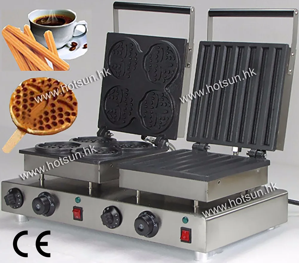 Free Shipping Doulbe Head 110v Electric Churros & Smile Waffeleisen