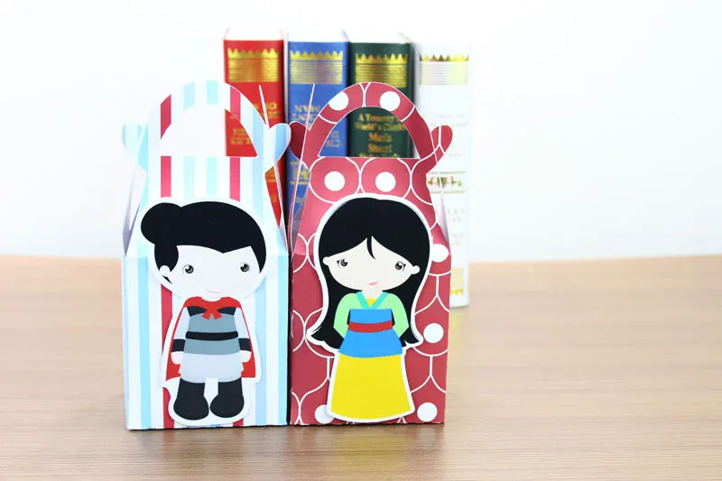 Mulan and her guy Favor Box Candy Box Gift Box Cupcake Box Boy Kids Birthday Party Supplies Decoration Event Party Supplies