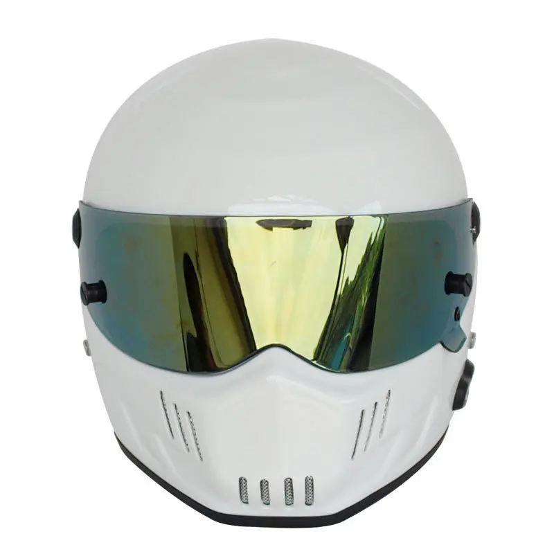 Анфас Мотоцикл Bluetooth шлем Белый со встроенным Bluetooth/Телефонный Звонок Домофон +