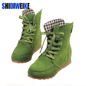 

Hot Ladies Boots Round Toe Flat Shoes boots Woman Boots Solid Lace Up Womens Casual Shoes Comfort Autumn Shoes B118