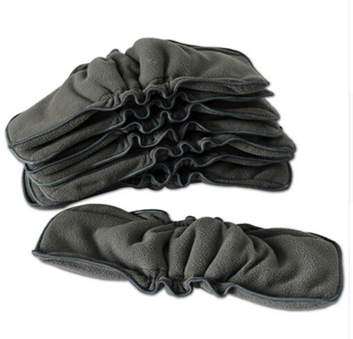 Free Shipping Baby Cloth Dipaers Bamboo Charcoal Inserts Diaper Inserts Bamboo Carbon With Gusset 100 Pieces A Lot