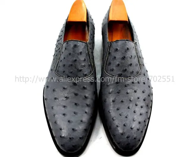 Free shipping custom handmade ostrich skin leather men's shoe No.OS1 Goodyear welt