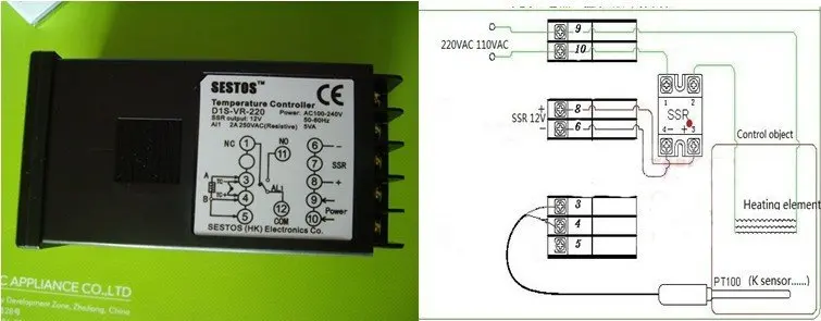 Sestos Двойной цифровой PID контроллер температуры 2 Omron релейный выход черный D1S-VR-220+ K датчик+ 25A DA SSR термостат
