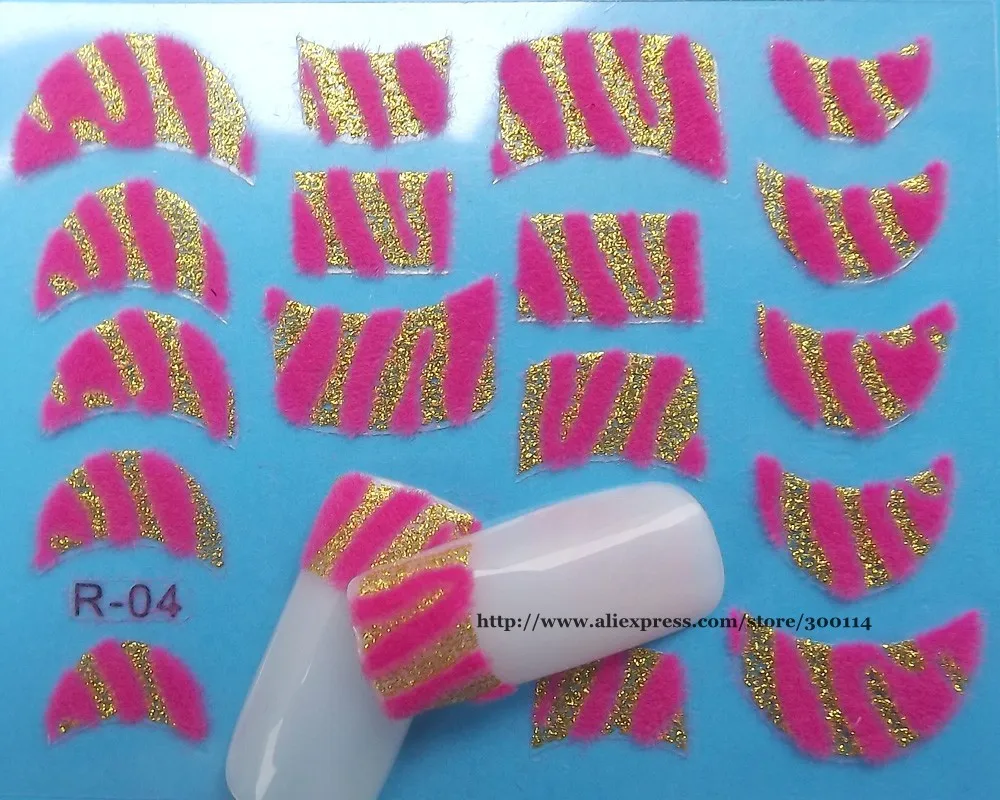 Трендовые 3D наклейки для дизайна ногтей 24 дизайна вельвет пудра Флокирование ногтей красота наклейки 200 упаковок/партия