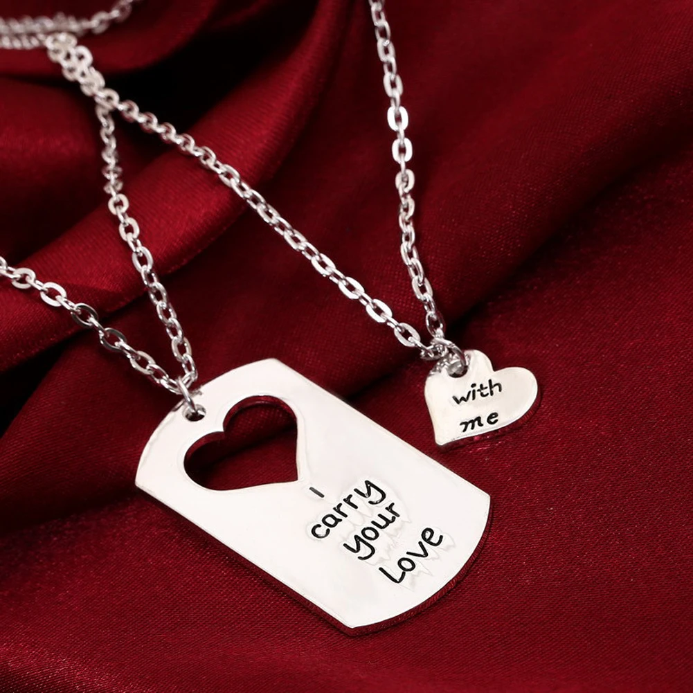 New Love Heart Puzzle Pendant Couple Necklace Set For Men Women Wedding