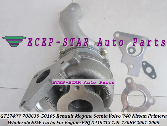 GT1749V 708639 708639-5010 S Turbo Турбокомпрессор для Renault Megane Scenic для Volvo S40 V40 для Nissan Primera F9Q D4192T3 1.9L