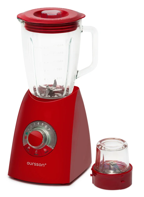 Red Настольный блендер Oursson BL0642G 7 режимов скорости, быстрое смешивание, пюре, дробленый лед, шейки - Цвет: Red