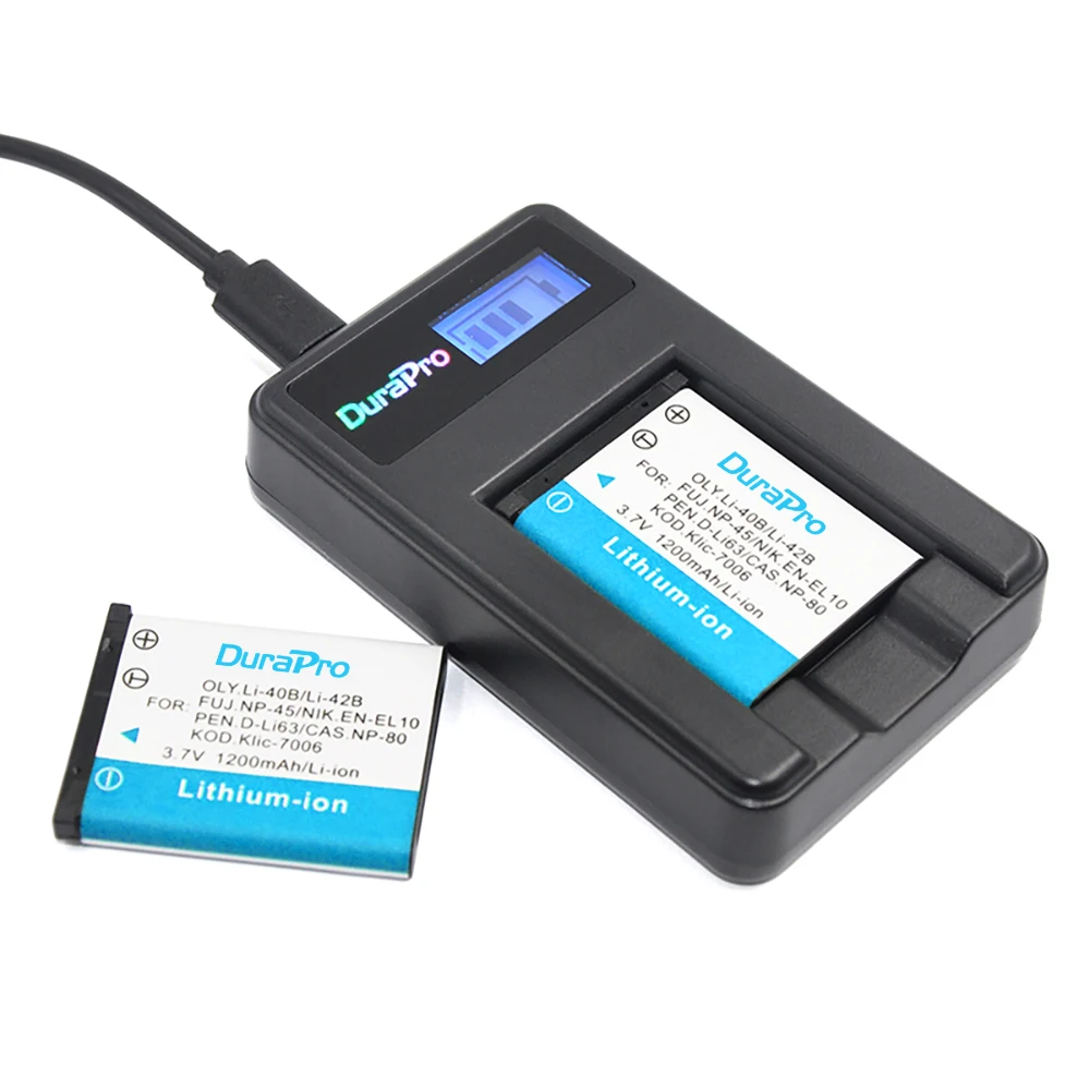 2 x DuraPro 1200 mAh LI-40B LI-42B LI 40B 42B Батарея цифровой камеры+ Автомобильное зарядное устройство+ ЕС штекер для Olympus для камеры Nikon FUJIFILM