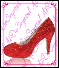 Aidocrystal Benutzerdefinierte Farbe Kristall Braut Roten Schuhe 10 CM Ferse