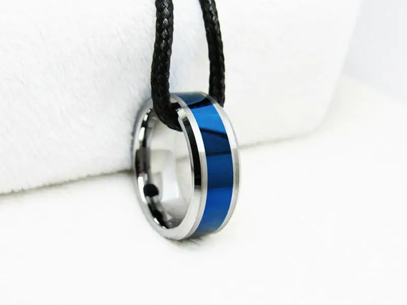 Queenwish Tungsten Carbide Ring Blue Polished Wedding Band 8mm Titanium Color