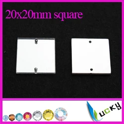 20x20mm 100 шт Высокое качество Акриловые стразы с отверстиями смешанные формы разных размеров акриловые плоские зеркальные бусины для украшения на платье - Цвет: 20x20mm