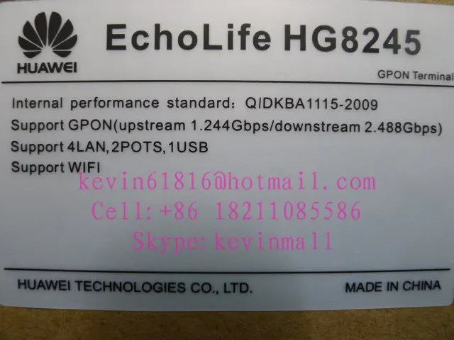 Секундная стрелка 90 pecent Хуа Вэй HG8245 Gpon терминал с 4GE+ 2 речевые порты "блок управления, беспроводной ONU английский интерфейс настройки