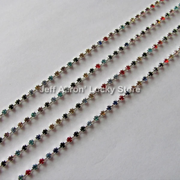 1 м серебристый 3D сплава металла Nail Art Rhinestone украшения ювелирных изделий цепи маленькие прелести сотовый телефон Decroation камни 2 мм