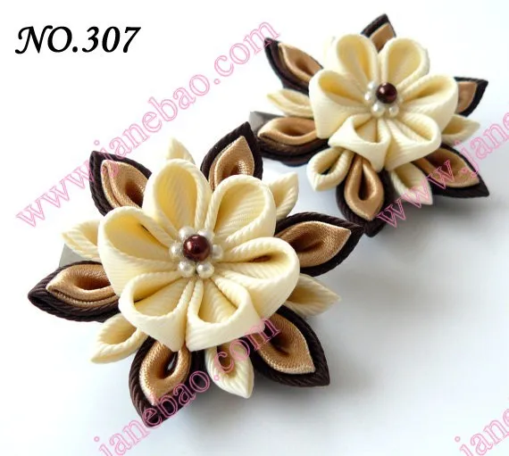 Новые 280 шт. " два слоя Kanzashi цветок заколки моды девушка Bow заколки