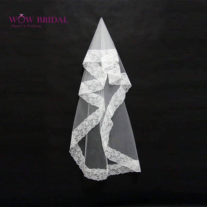 Wowbridal изящные невесты фата кружева вышитые органзы длиной до пола свадебные аксессуары