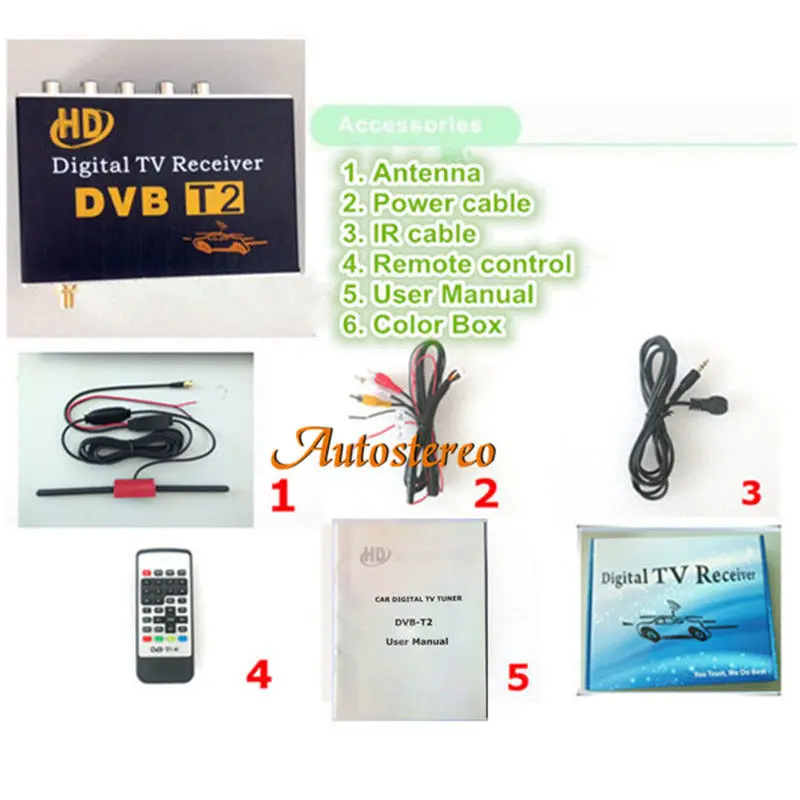 Автомобильный DVB-T2 мобильный цифровой ТВ-тюнер, приемник для России, Таиланд, DVB-T2