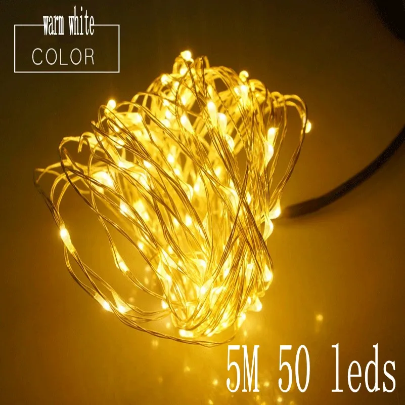 Медный проволочный светодиодный светильник 5 м ночник праздничный гирлянда