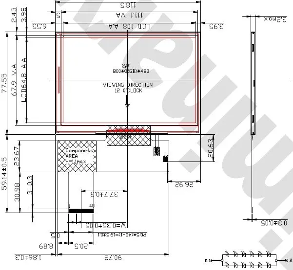 " дюймовый 800x480 точек TFT Разрешение 40 штифтов ЖК-дисплей Дисплей модуль+ Сенсорный экран Панель для MP4, gps, Оборудование для psp, автомобильные. MCU, соответствуют фотографиям