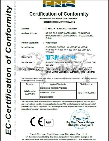water ionizer CE