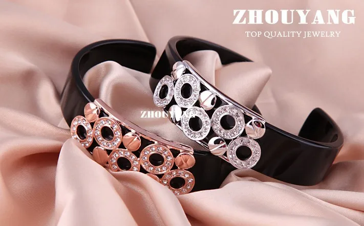Мужские браслеты черный прекрасный круглый серебристый браслет ювелирное изделие Сделано с настоящими Австрийскими кристаллами ZYB018 ZYB017