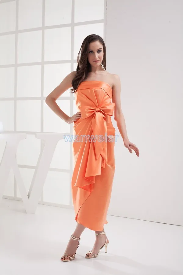 Фирменный стиль одежды дизайн гольфы vestidos formales платье индивидуальные лук оранжевый Платья Невесты