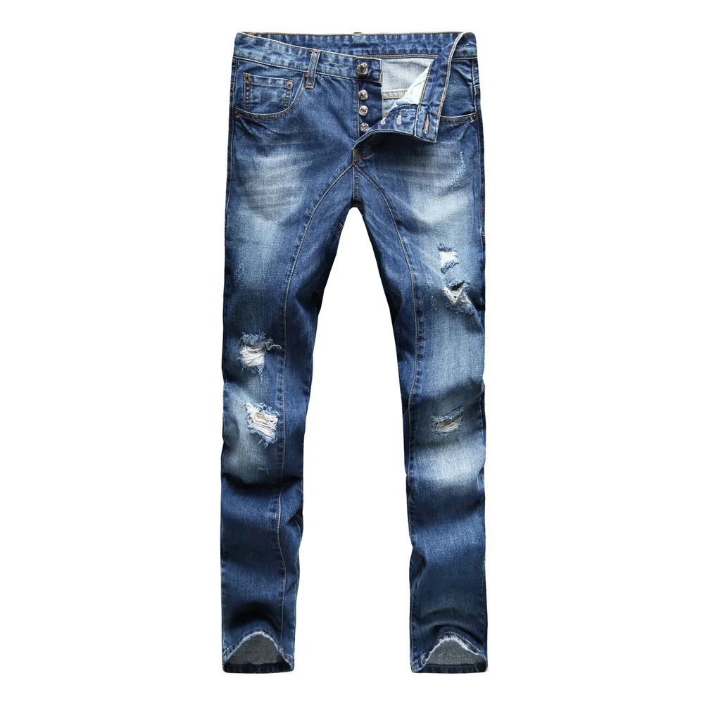 Aliexpress.com : Buy Men Jeans Design Button Fly Biker Ripped Jeans For ...